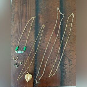 Vintage Avon lot ring necklaces brooch earrings gold toned hardware ~